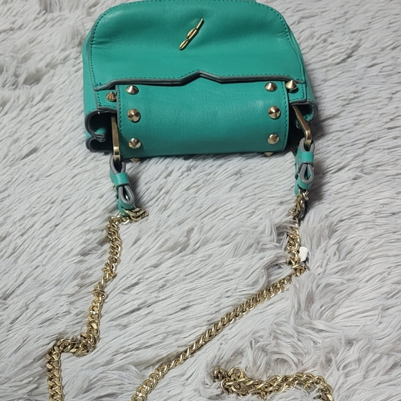 NWT Brian Atwood Turquoise Leather Purse w/ Magenta Lining - Picture 13 of 16